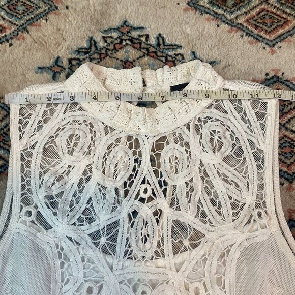 Stunning Topshop Crocheted Lace & Mesh Sleeveless Blouse - Size 4 - Picture 14 of 16